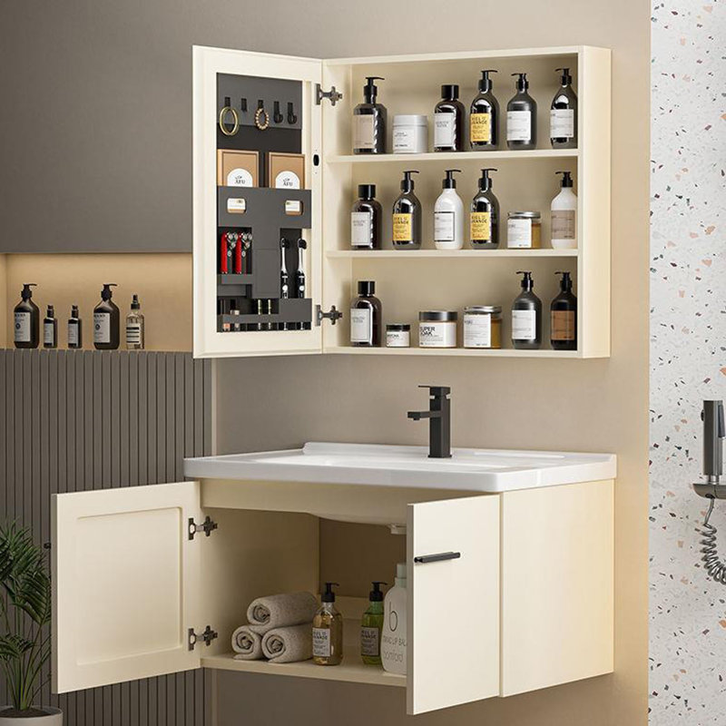 Ebern Designs 28'' Single Bathroom Vanity Set with Mirror Cabinet and ...